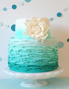 Pastel de Boda degradado turquesa