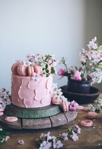 Pastel de boda un piso rosa