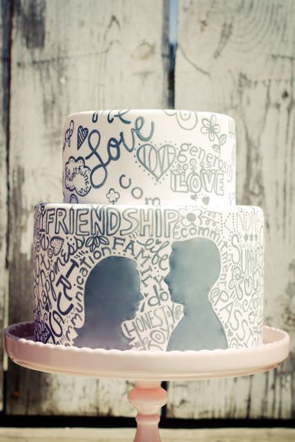 Pastel de  Boda con Palabras pintadas