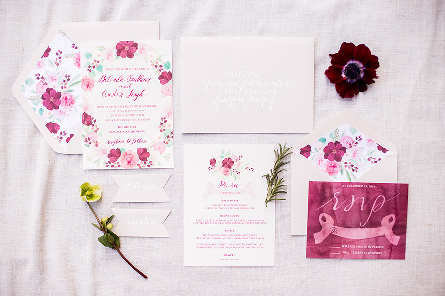 Invitación de Boda con flores en color rosa