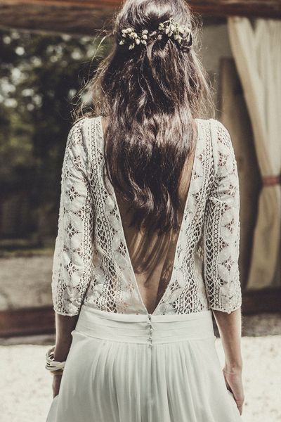 Peinado de novia Pelo suelto con florecitas