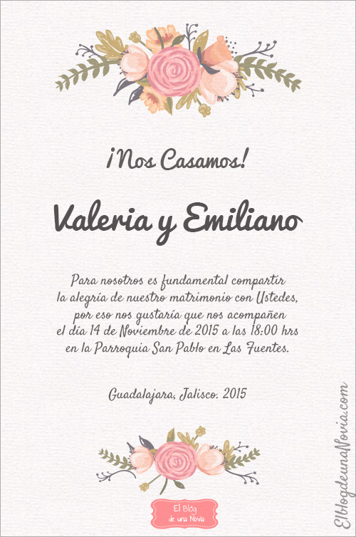 Invitación de Boda: qué lleva, cómo se redacta y ejemplos texto | El Blog de Novia