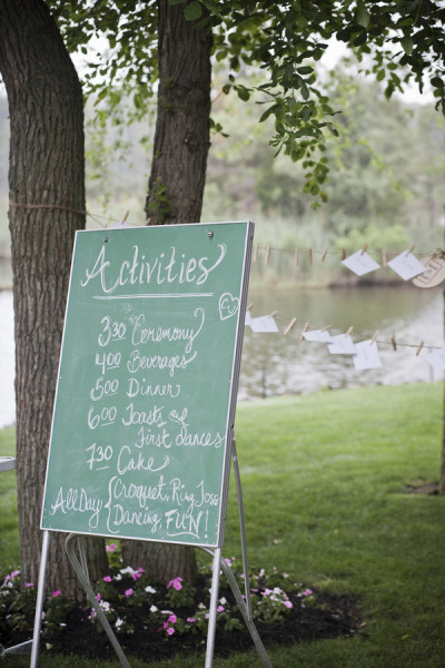 Pizarron con gis para boda