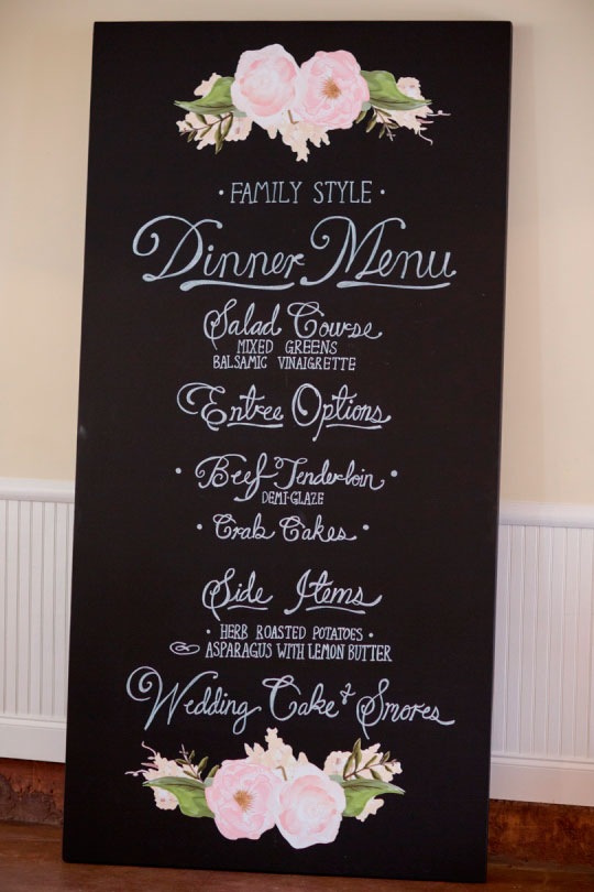 El Menú de la boda en una pizarra