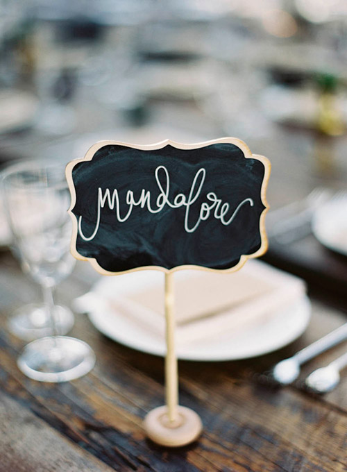 Número o nombre de la mesa con gis