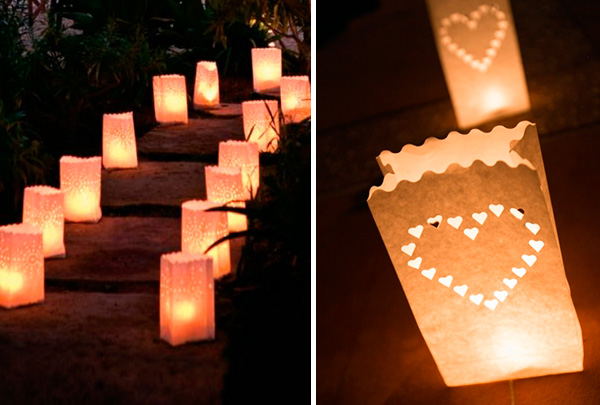 Decora la boda con luminarias de papel y velas