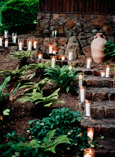 Decoración de la boda: Velas para la escalera