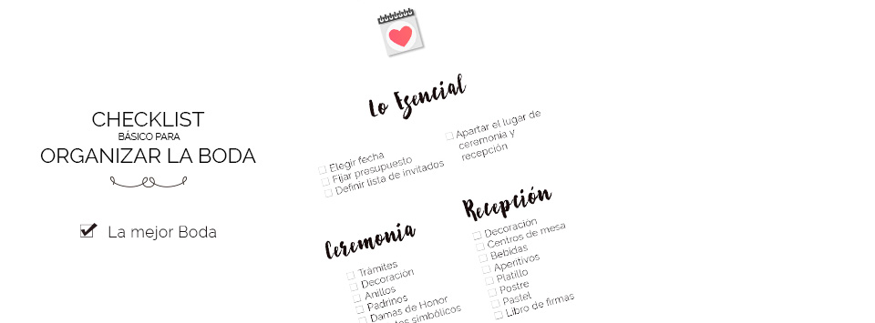 Checklist básico para Organizar una Boda