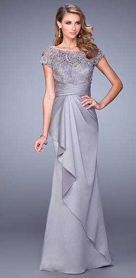 Vestido mamá del novio - La Femme Evening color plata