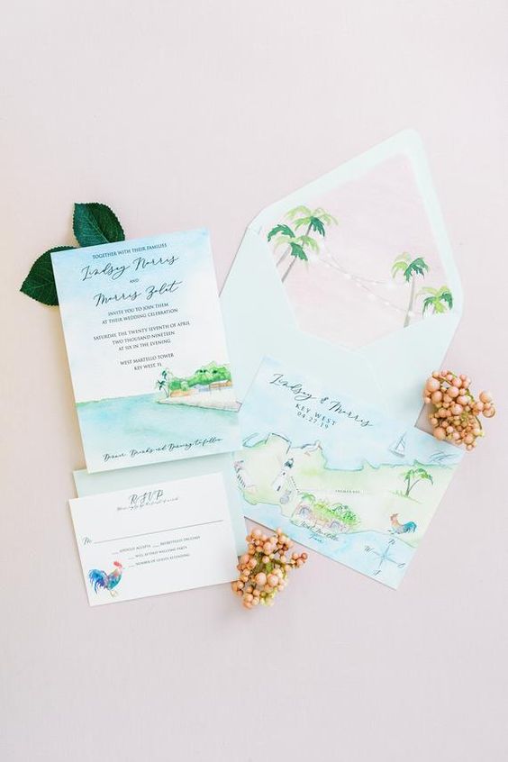 Idea para invitación de boda en la playa