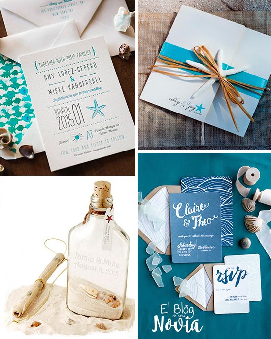 Invitaciones de boda con tema de playa
