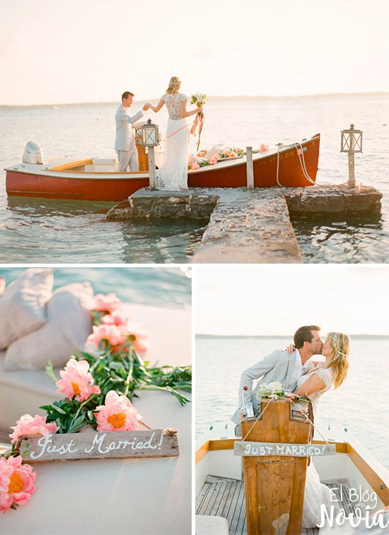 Lancha como transporte de los novios