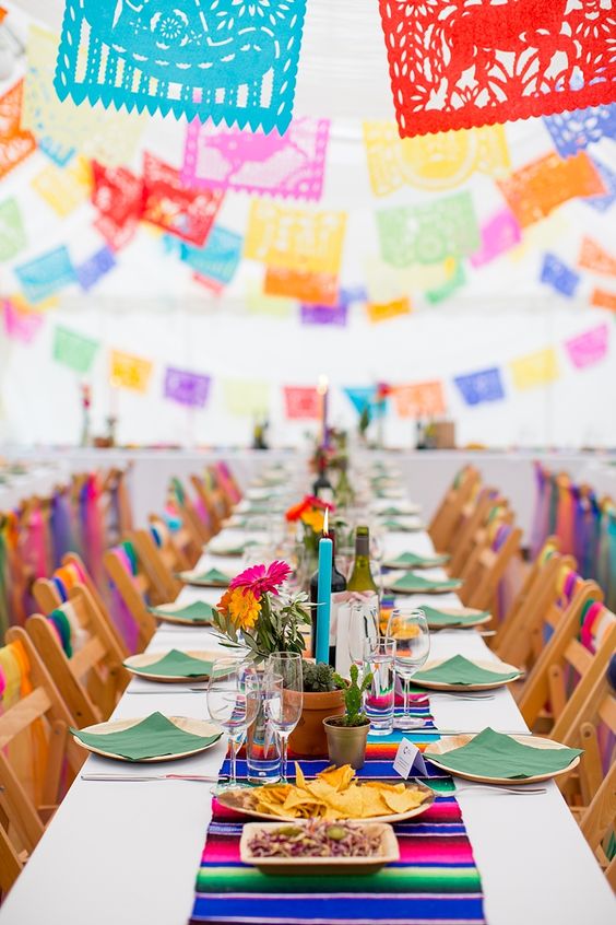 Decoracion boda mexicana papel picado